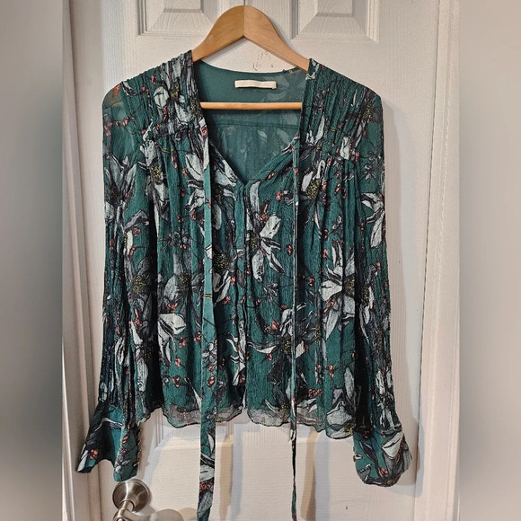 Jason WuFloral Print Tie Neck Silk Blouse - Picture 4 of 7